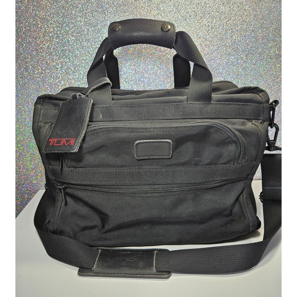 TUMI 17" Alpha Briefcase Ballistic Nylon Messenger Laptop Bag Travel CarryOn USA